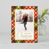 kerstfoto Gold Folie Feestdagenkaart (Staand Voorkant)