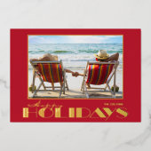 Kerstfoto goud folie feestdagenkaart (Voorkant)