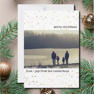 Kerstfoto Gouden Sterren Feestdagenkaart