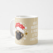 Kerstfoto Grappig Elf Santa Pet Beige Koffiemok (Voorkant links)