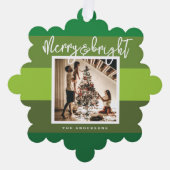 Kerstfoto Green Stripes Vakantie Ornament Kaart (Voorkant)