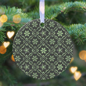 Kerstfoto Groene Sneeuwvlokken Custom Keramisch Ornament