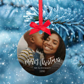 Kerstfoto Groene Sneeuwvlokken Custom Keramisch Ornament