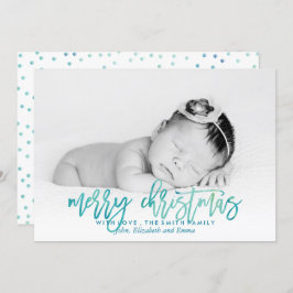 Kerstfoto groene Waterverf Typografie Feestdagenkaart