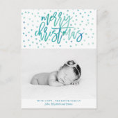 Kerstfoto groene Waterverf Typografie Feestdagenkaart (Voorkant)