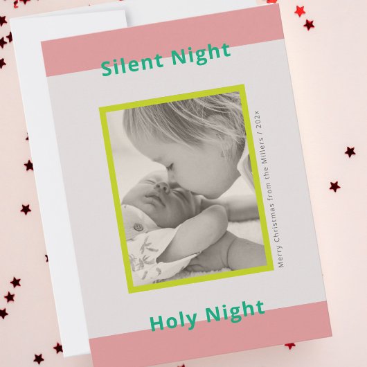 Kerstfoto groet pasgeboren baby feestdagenkaart