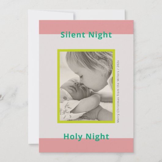 Kerstfoto groet pasgeboren baby feestdagenkaart (Voorkant)