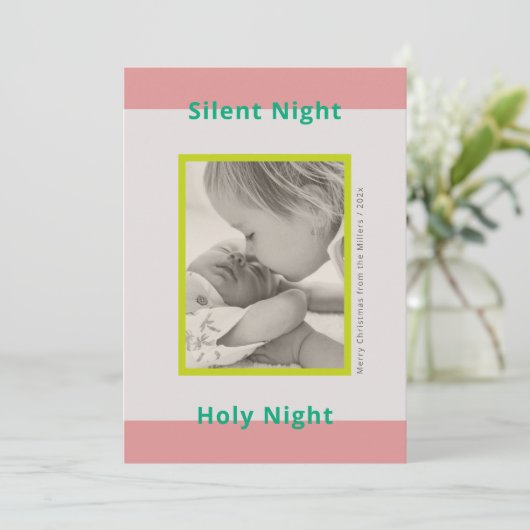 Kerstfoto groet pasgeboren baby feestdagenkaart (Staand voorkant)