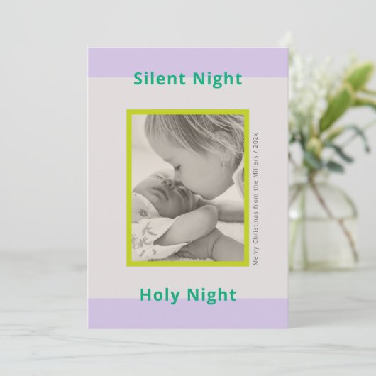 Kerstfoto groet pasgeboren baby feestdagenkaart (Staand voorkant)