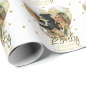 Kerstfoto Harde gouden glitter-sterren Cadeaupapier (Rol Hoek)