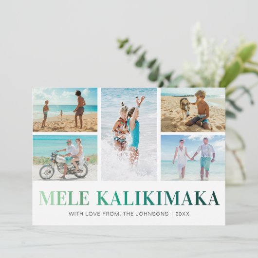Kerstfoto Hawaii Mele Kalikimaka Feestdagenkaart (Staand voorkant)
