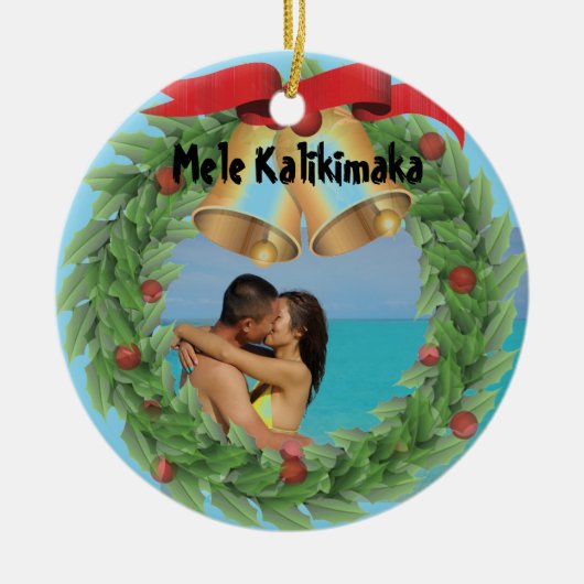 Kerstfoto Hawaiian Keramisch Ornament (Voorkant)