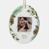 Kerstfoto-herdenkingsmonument voor huisdieren keramisch ornament (Rechts)