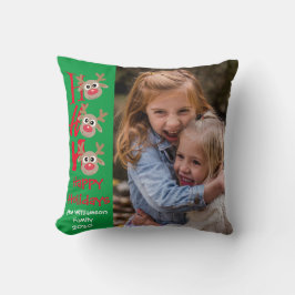 Kerstfoto Ho Ho Ho Cartoon rendieren groen Kussen