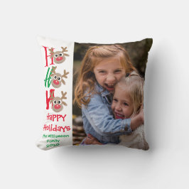 Kerstfoto Ho Ho Ho Cartoon rendieren wit Kussen