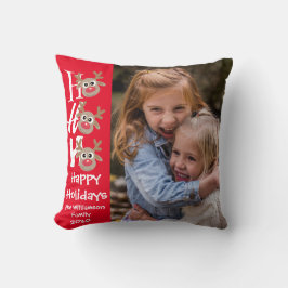 Kerstfoto Ho Ho Ho Cartoon rendieren zwart Kussen