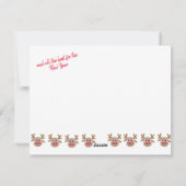 Kerstfoto Ho Ho Ho rendier Red Novelty Feestdagenkaart (Achterkant)