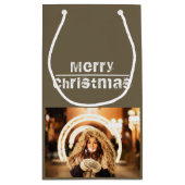 Kerstfoto Holiday Modern Gray Klein Cadeauzakje (Achterkant)