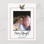 Kerstfoto Holly Branch Holiday Briefkaart (Voorkant)