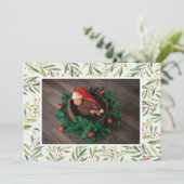 Kerstfoto Holly en Berries Feestdagenkaart (Staand voorkant)
