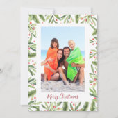 Kerstfoto Holly en Berries Feestdagenkaart (Voorkant)