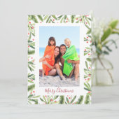 Kerstfoto Holly en Berries Feestdagenkaart (Staand voorkant)