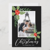 Kerstfoto Holly en Berries Feestdagenkaart (Voorkant)