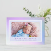 Kerstfoto Hologram Pastel Feestdagenkaart (Staand voorkant)