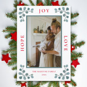 Kerstfoto Hoop Joy Love Eucalyptus Leah Ho Feestdagenkaart