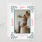 Kerstfoto Hoop Joy Love Eucalyptus Leah Ho Feestdagenkaart (Voorkant)