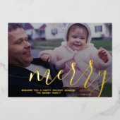 Kerstfoto, horizontaal met Gold MERRY Folie Feestdagenkaart (Voorkant)