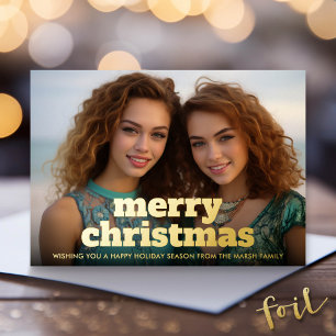Kerstfoto horizontaal Prettig Kerstfeest Plaid Folie Feestdagenkaart