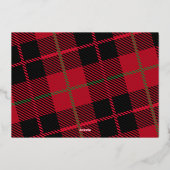 Kerstfoto horizontaal script Gold JOY plaid Folie Feestdagenkaart (Achterkant)