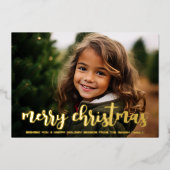 Kerstfoto horizontale Botanische Kerstmis Folie Feestdagenkaart (Voorkant)