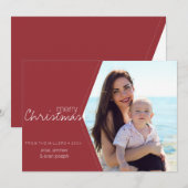 Kerstfoto in bewerkbaar rood feestdagenkaart (Voorkant / Achterkant)