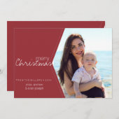 Kerstfoto in rood te bewerken feestdagenkaart (Voorkant / Achterkant)