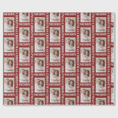 Kerstfoto in Schulpframe Robijnrood Cadeaupapier (Vlak)