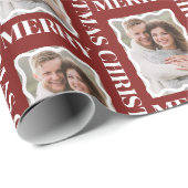Kerstfoto in Schulpframe Robijnrood Cadeaupapier (Rol Hoek)