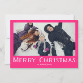 Kerstfoto in traditionele stijl met vette roze let feestdagenkaart (Voorkant)