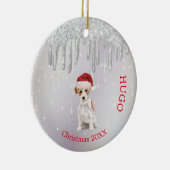 Kerstfoto Jack Russell Dog Santa Hat Keramisch Ornament (Rechts)