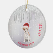 Kerstfoto Jack Russell Dog Santa Hat Keramisch Ornament (Links)