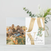 Kerstfoto Joy Familie Prettig Kerstfeest Feestdagenkaart (Staand voorkant)