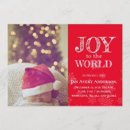 Kerstfoto Joy to the World Baby aangekondigd Kaart