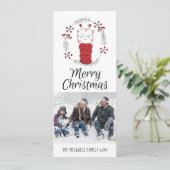 KERSTFOTO KAART | Grappige Tekening Giraffe Sjaal (Staand voorkant)