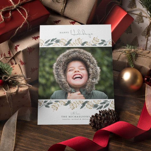 KERSTFOTO KAART | Kerst Aquarel Pijnbomen