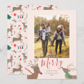 Kerstfoto kaart met rendieren spel (Voorkant / Achterkant)