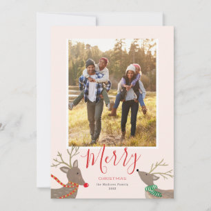 Kerstfoto kaart met rendieren spel