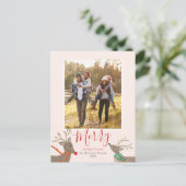 Kerstfoto kaart met rendieren spel (Staand voorkant)