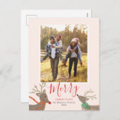 Kerstfoto kaart met rendieren spel (Voorkant / Achterkant)