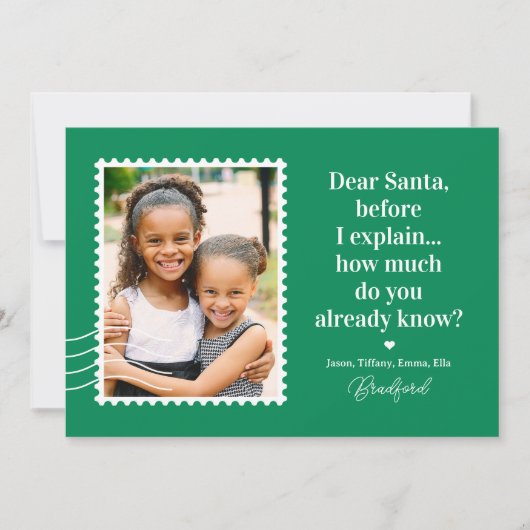 Kerstfoto kaart met Santa EDITABLE KLEUR (Voorkant)